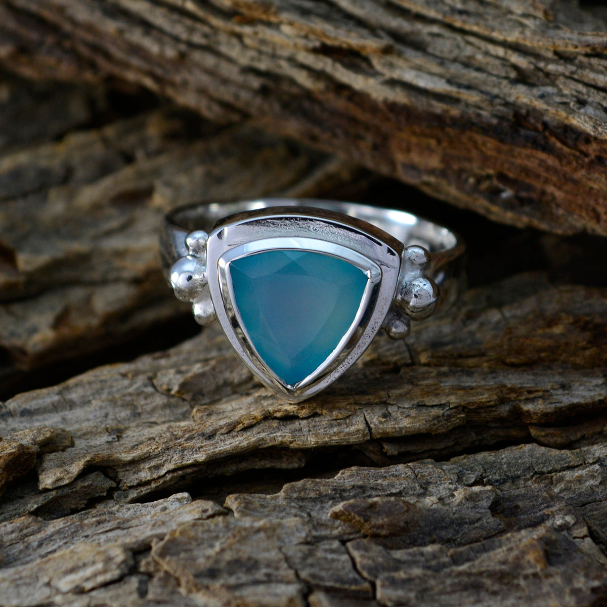 Evelyn Boho Aqua Solitaire Ring
