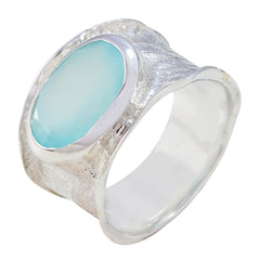 Amelia Oversized Aqua Solitaire Band Aqua Chalcedony Green