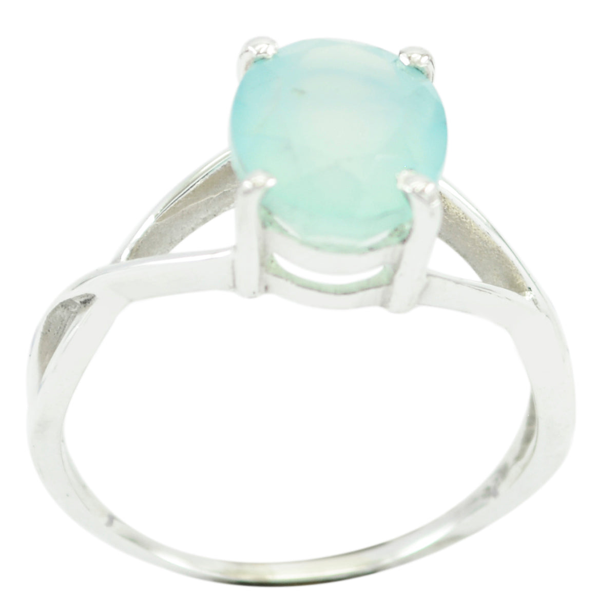 Skylar Luxurious Aqua Solitaire Ring Aqua Chalcedony Green