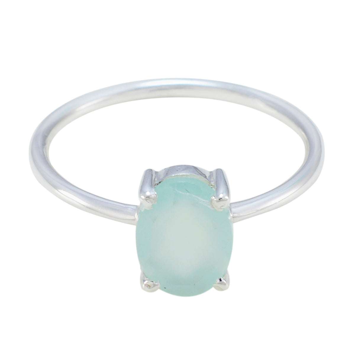 Riya Sophisticated Aqua Solitaire Ring Aqua Chalcedony Green