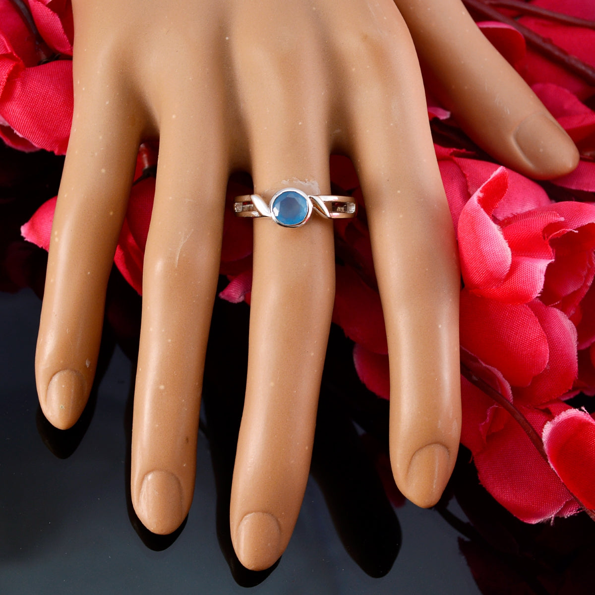 Sakura Modern Aqua Solitaire Ring