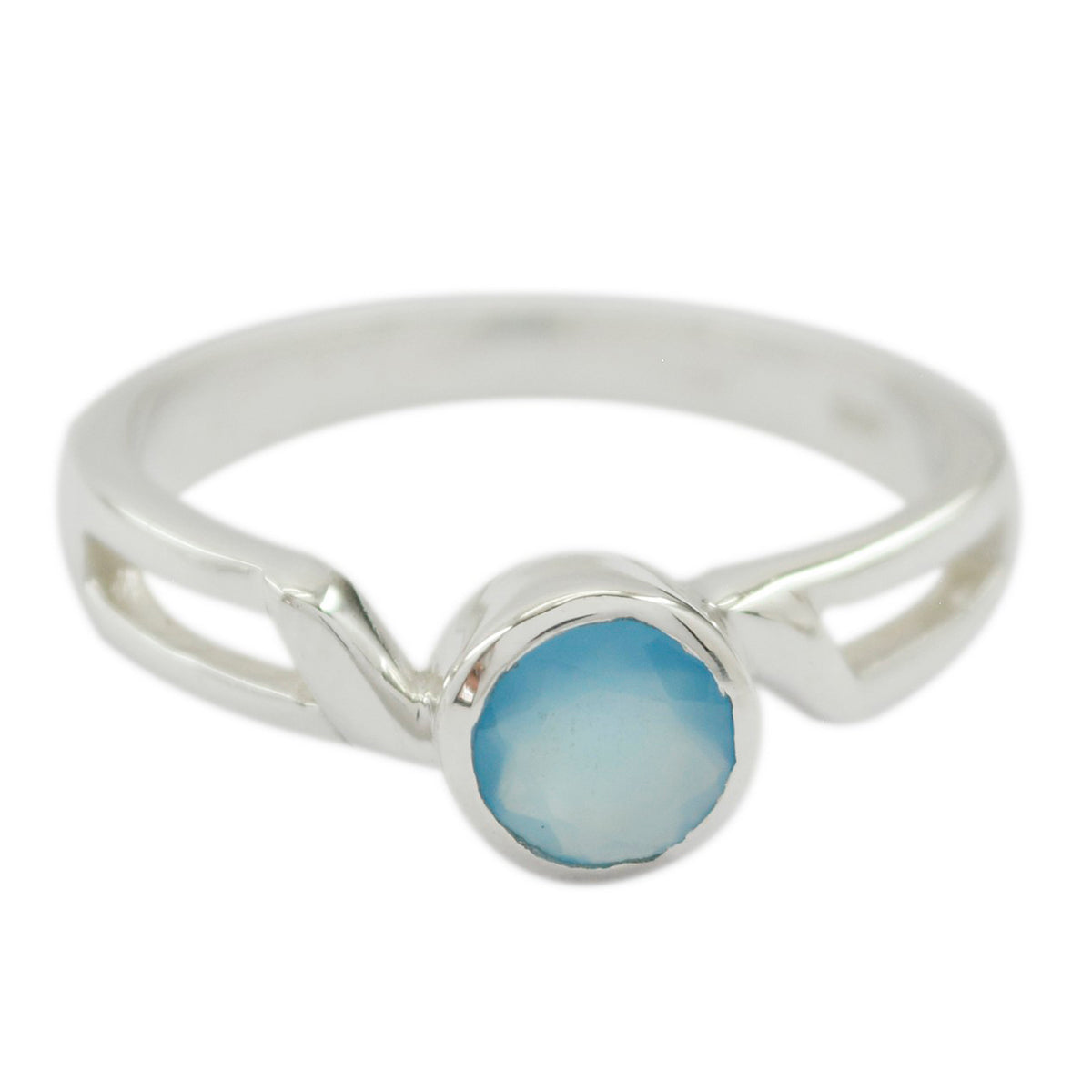 Sakura Modern Aqua Solitaire Ring Aqua Chalcedony Green