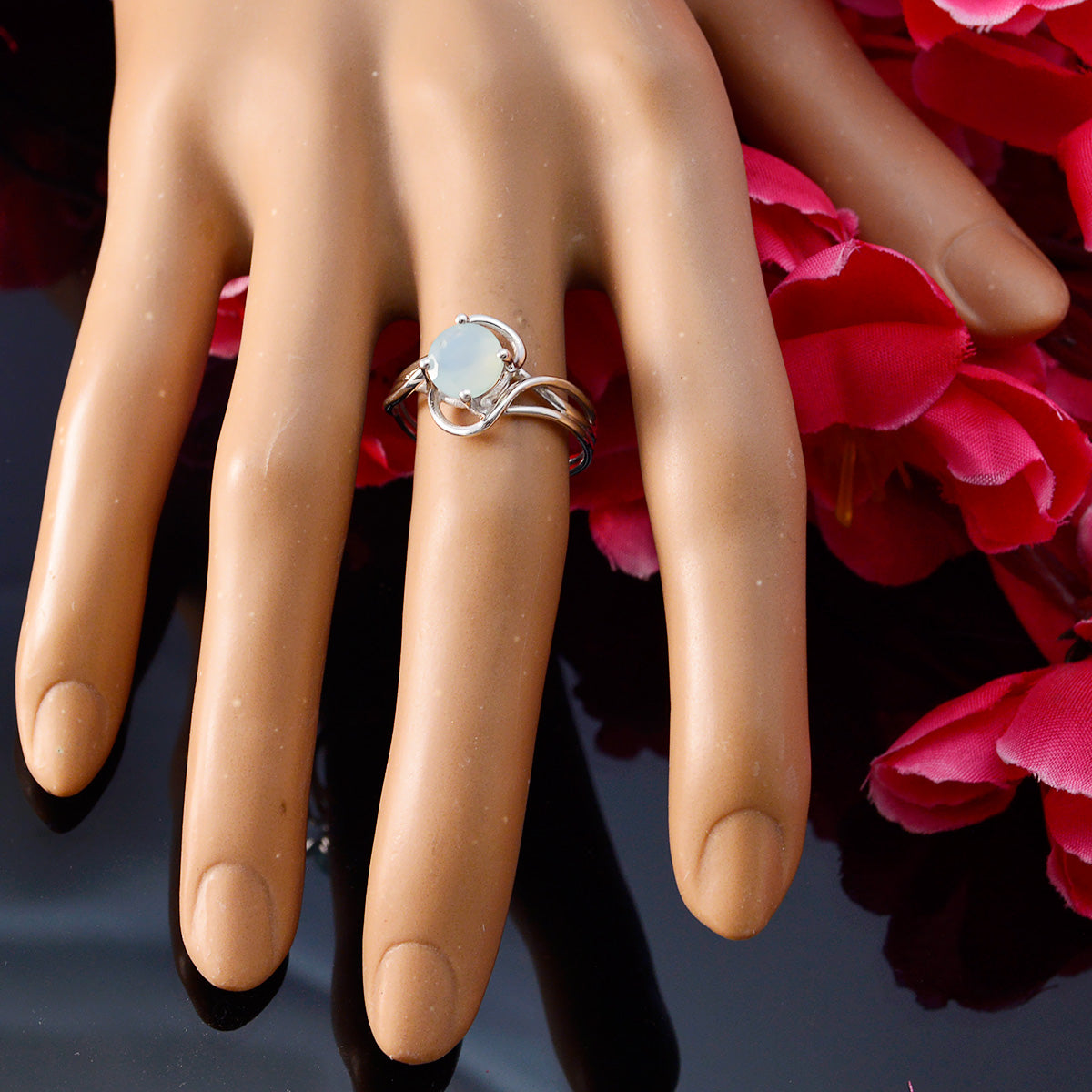 Maya Abstract Aqua Solitaire Ring