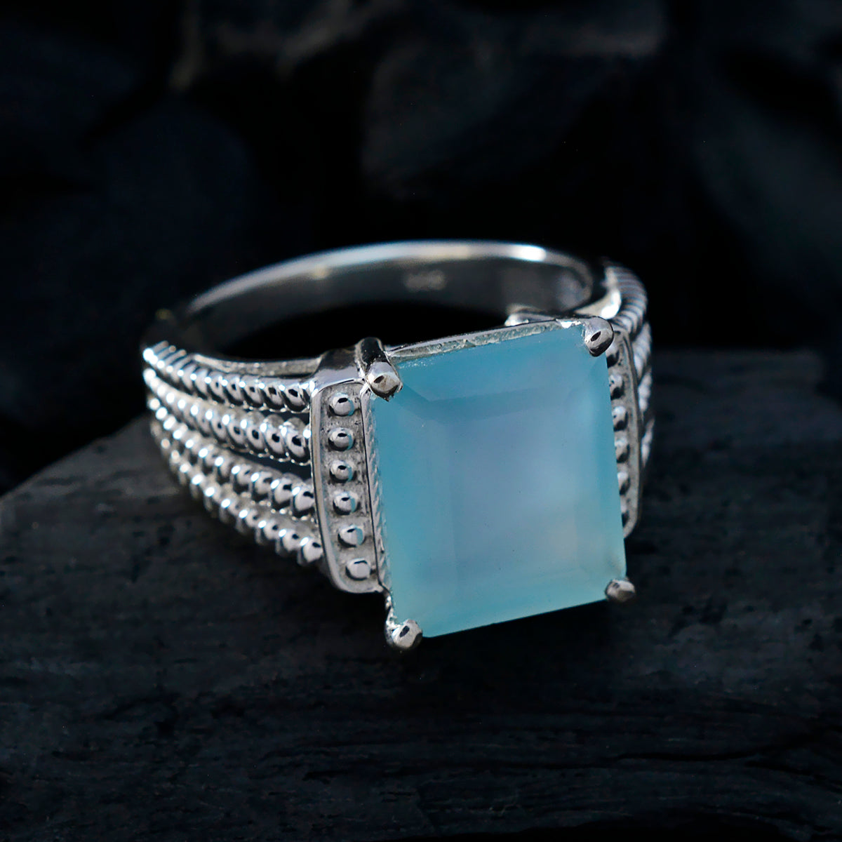 Leah Abstract Aqua Solitaire Ring
