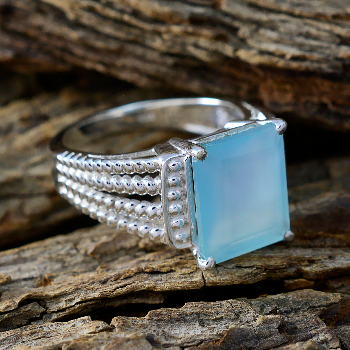 Leah Abstract Aqua Solitaire Ring