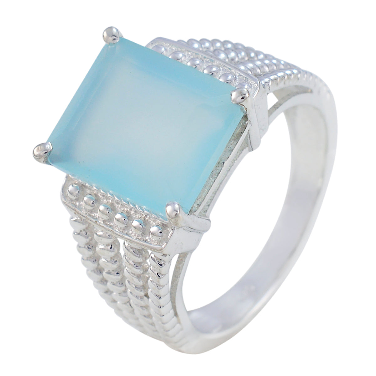 Leah Abstract Aqua Solitaire Ring