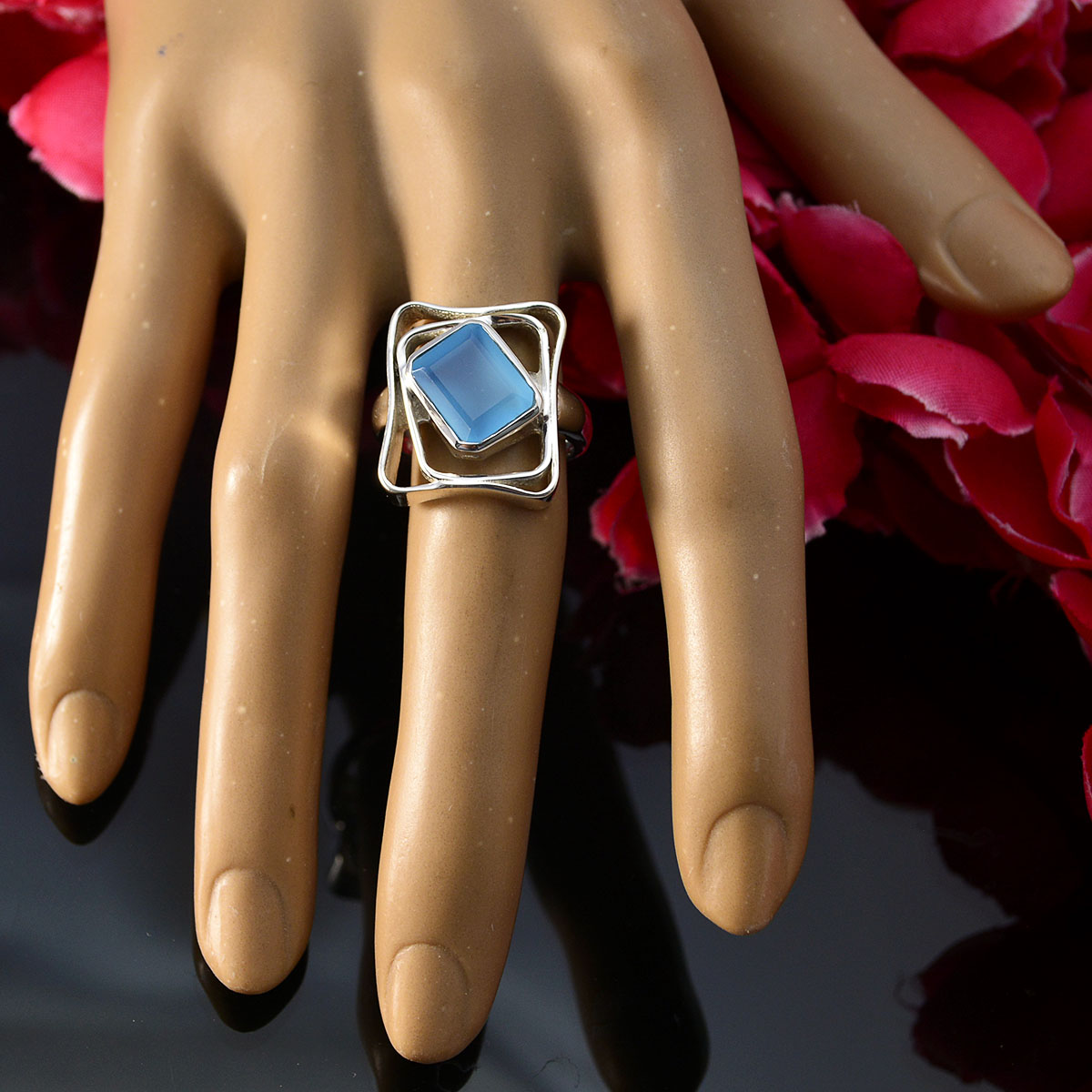 Agustina Signet Aqua Solitaire Ring