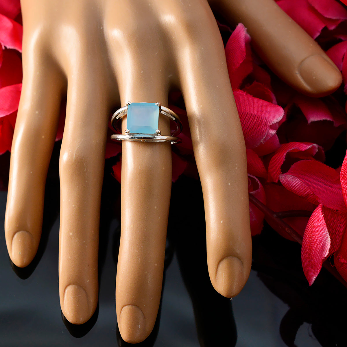 Elena Luxurious Aqua Solitaire Ring