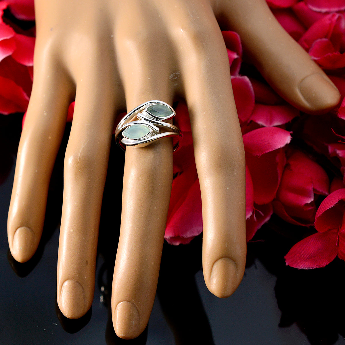 Ida Graceful Aqua Toi et Moi Ring