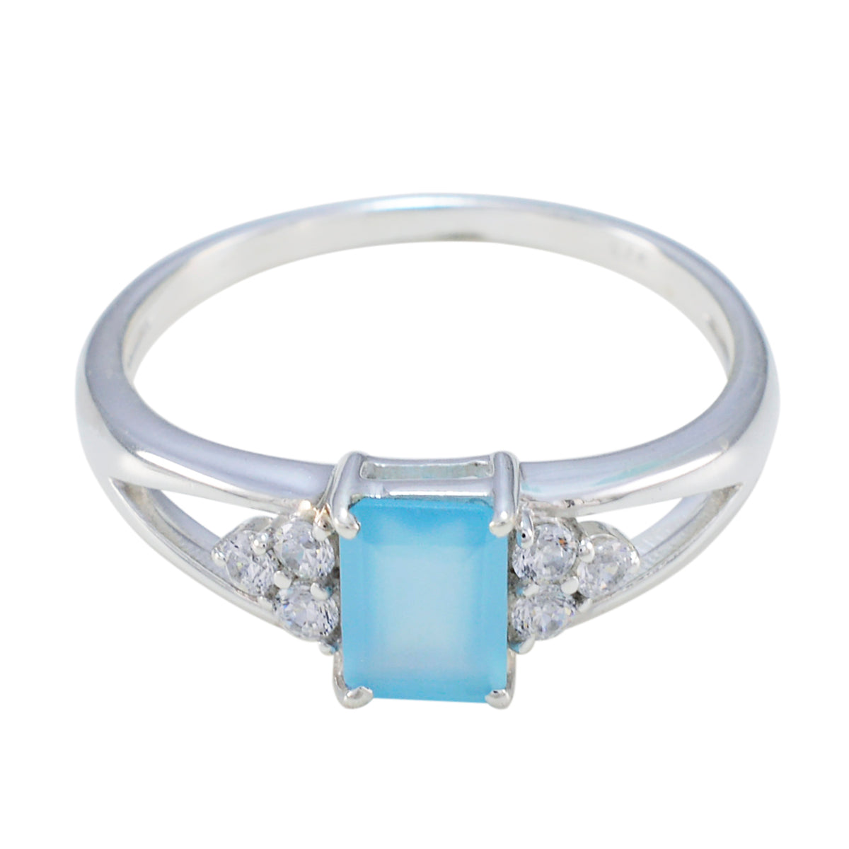 Autumn Contemporary Aqua Halo Ring Aqua Chalcedony Green