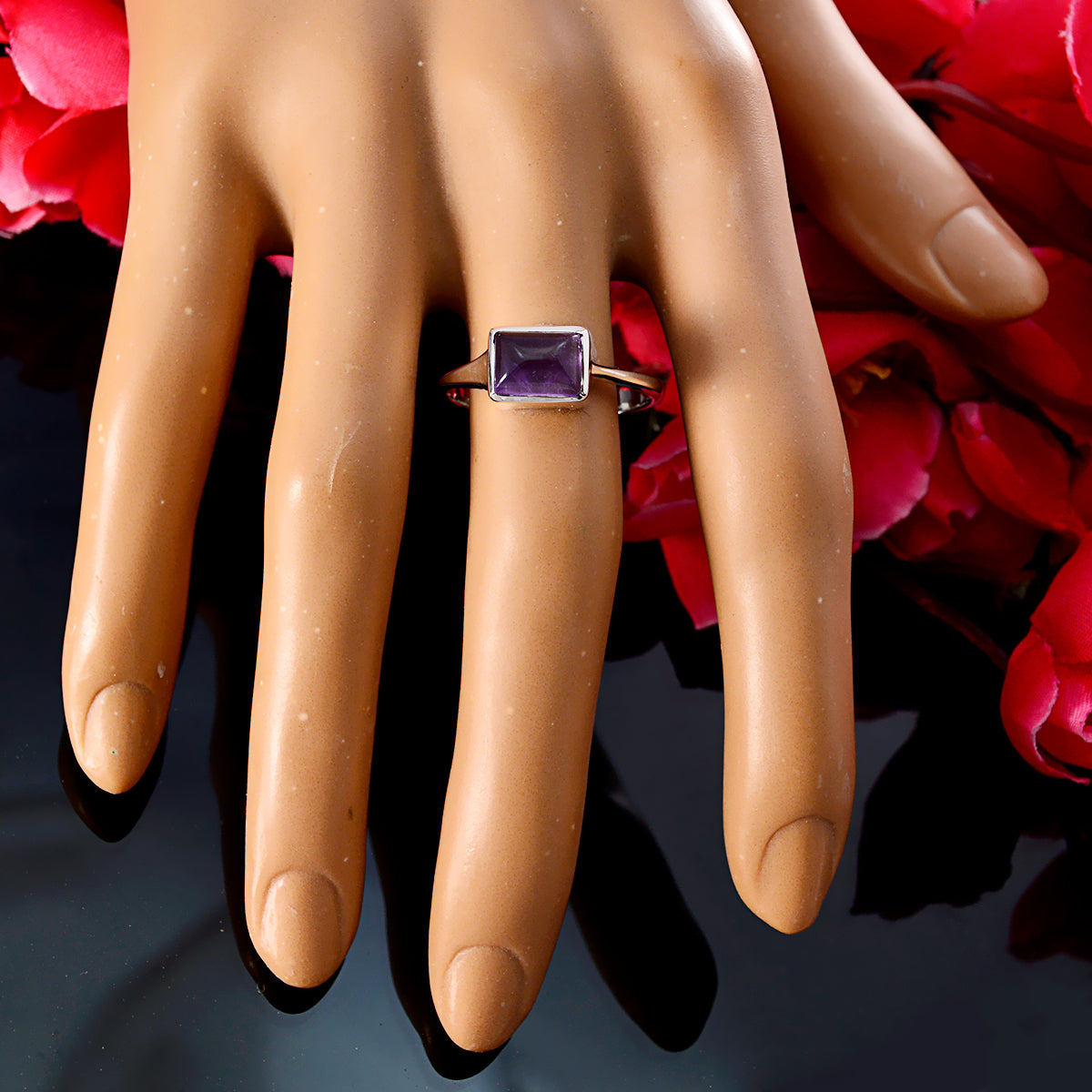 Audrey Contemporary Purple Solitaire Ring