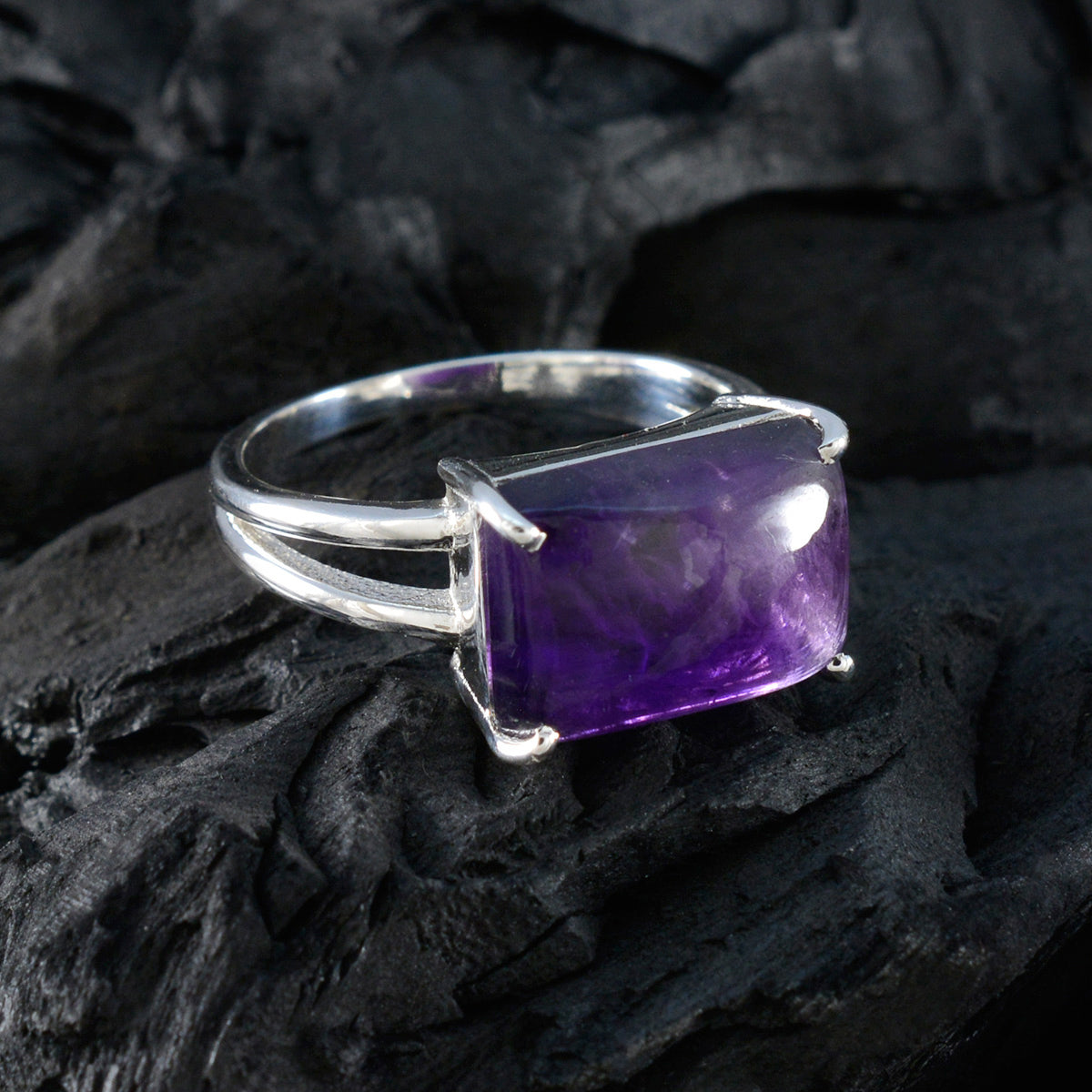 Olivia Contemporary Purple Solitaire Ring