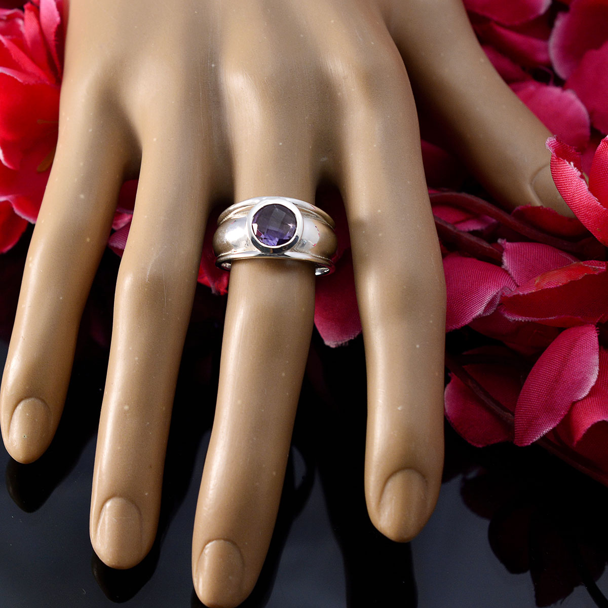 Angel Contemporary Purple Solitaire Ring