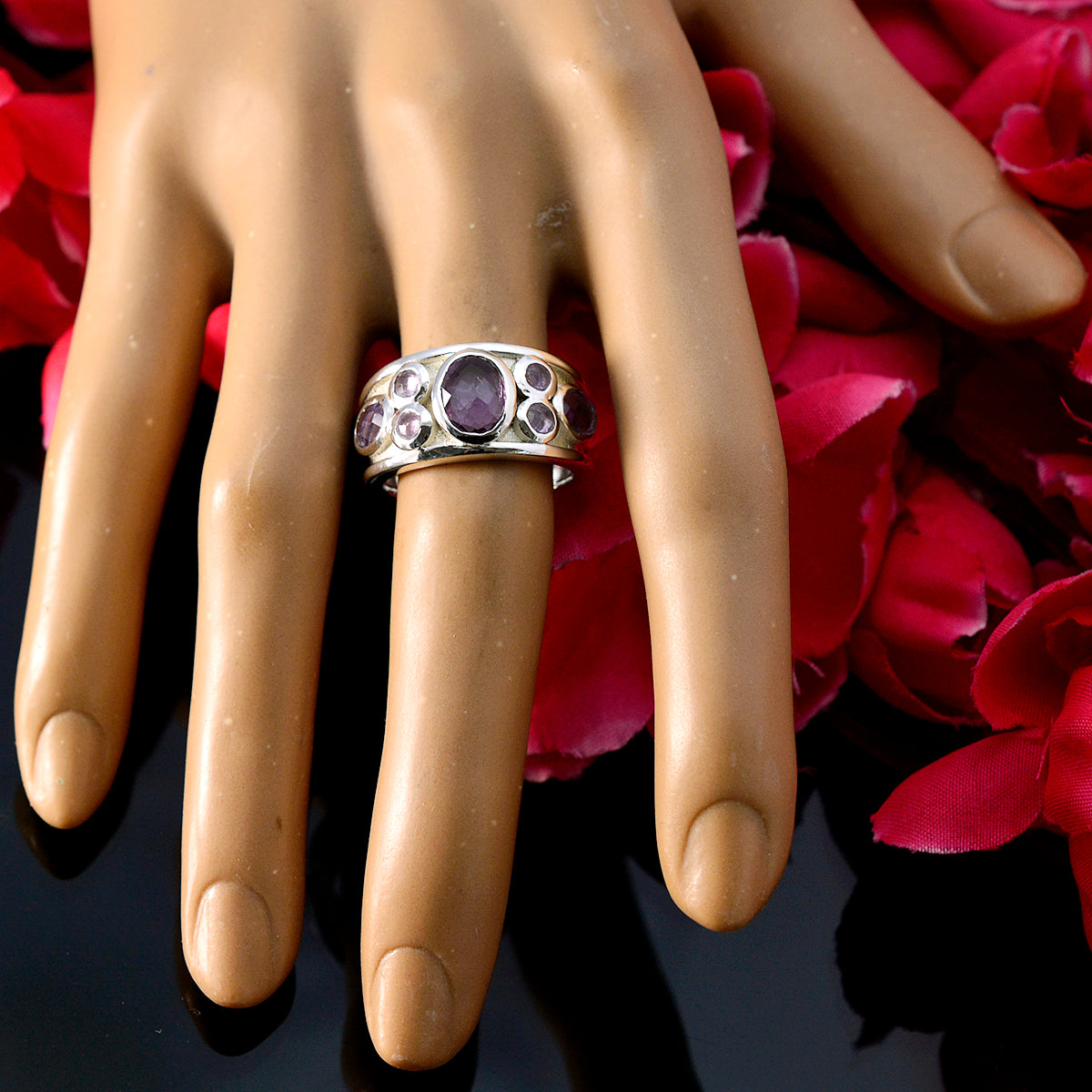 Meera Contemporary Purple Hepta Ring