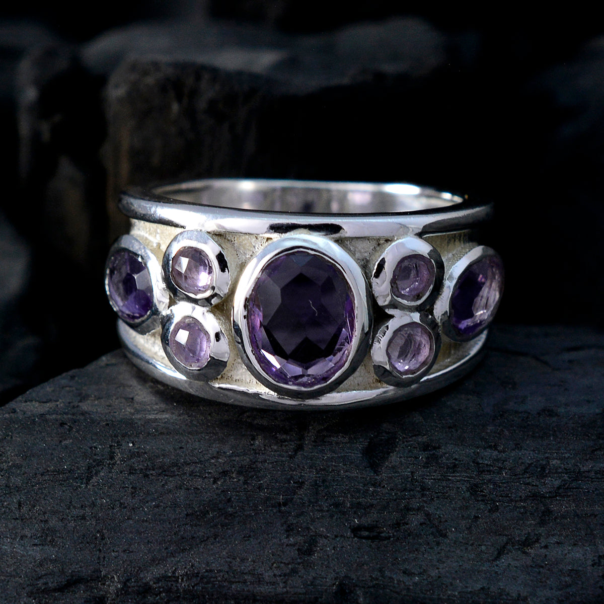 Meera Contemporary Purple Hepta Ring