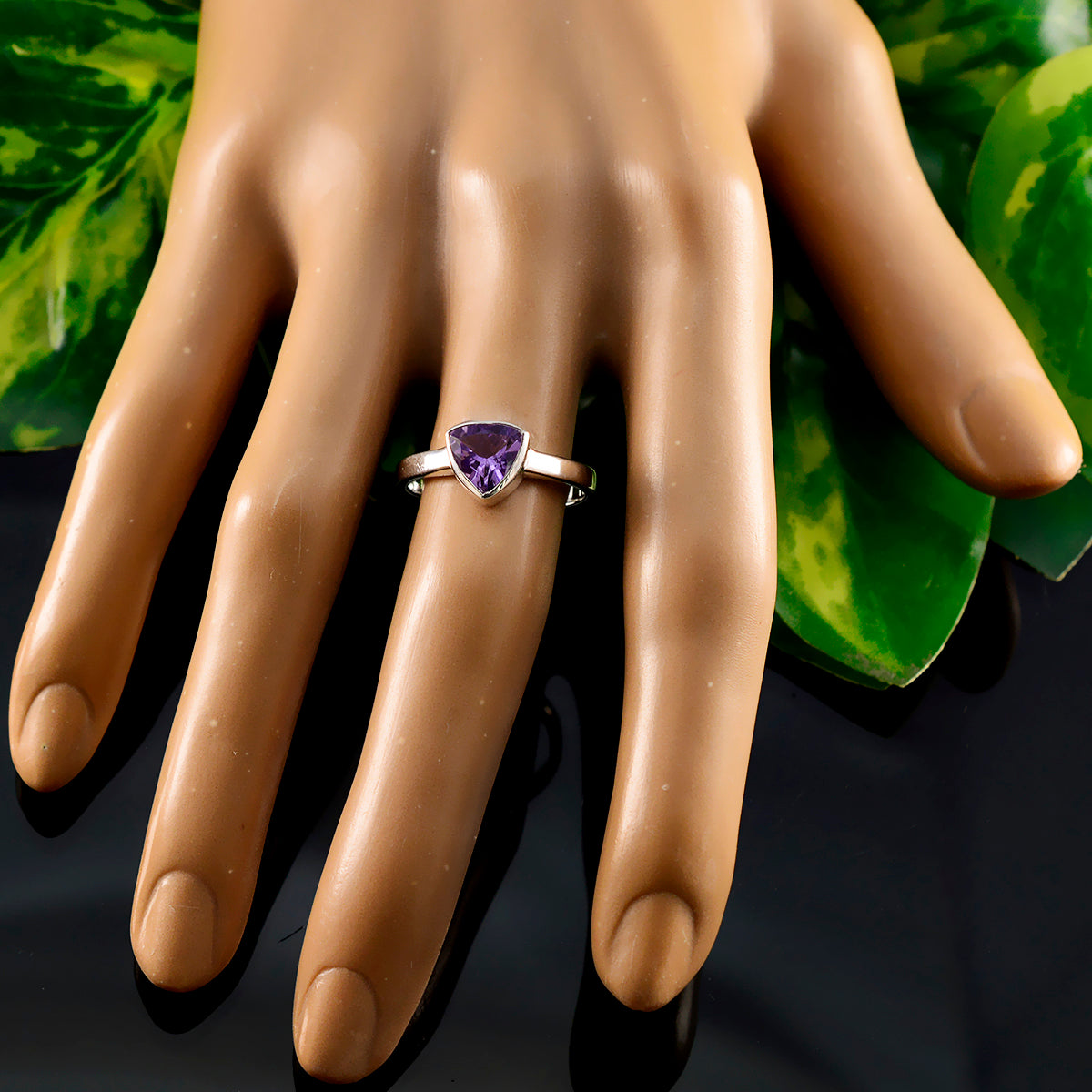 Isadora Geometric Purple Solitaire Ring