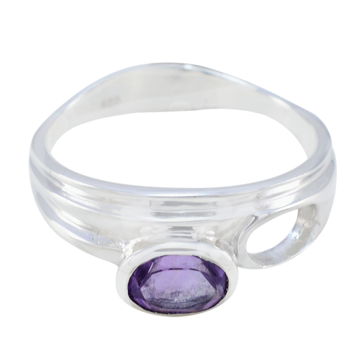 Ella Modern Purple Solitaire Ring Amethyst Purple