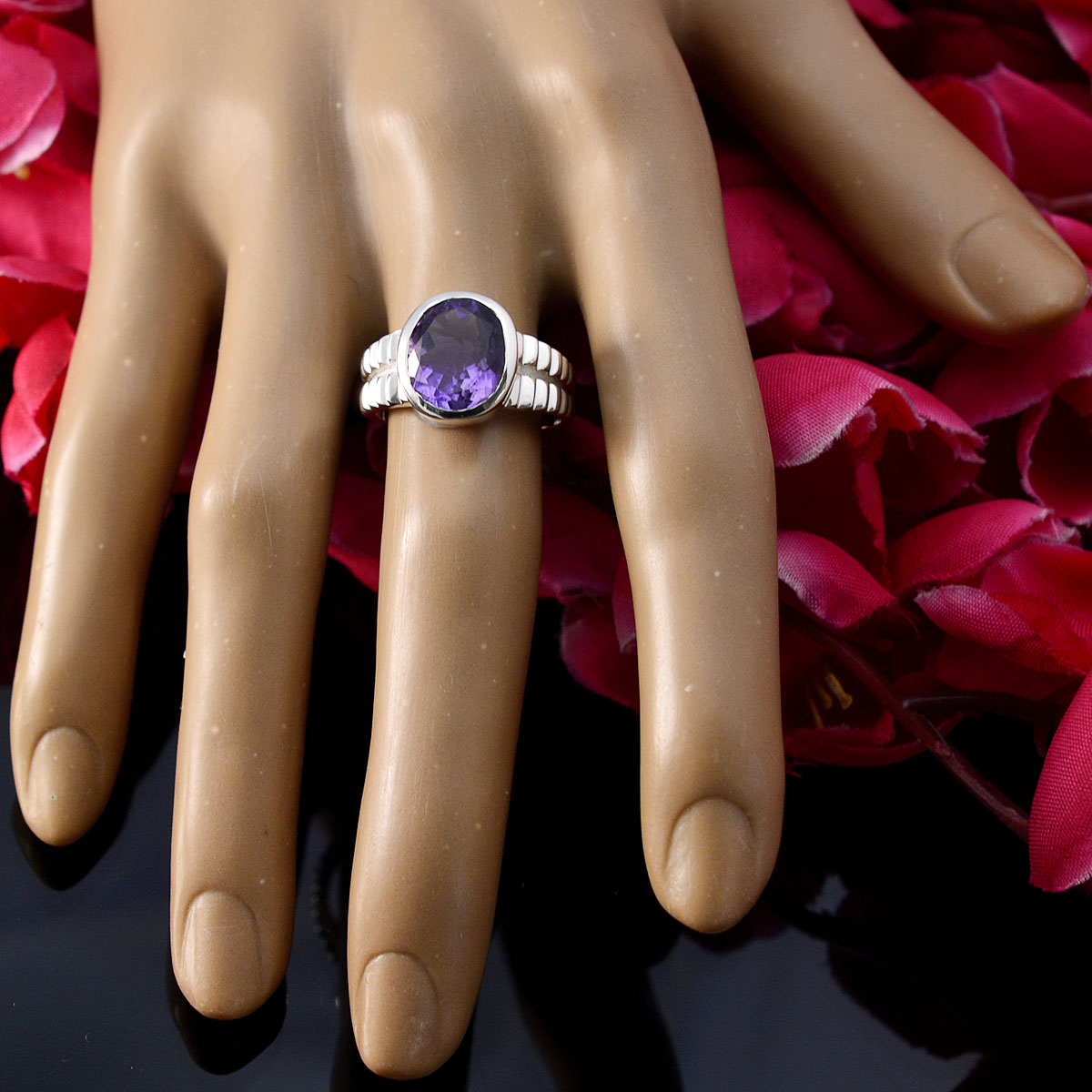 Lily Ethnic Purple Solitaire Ring
