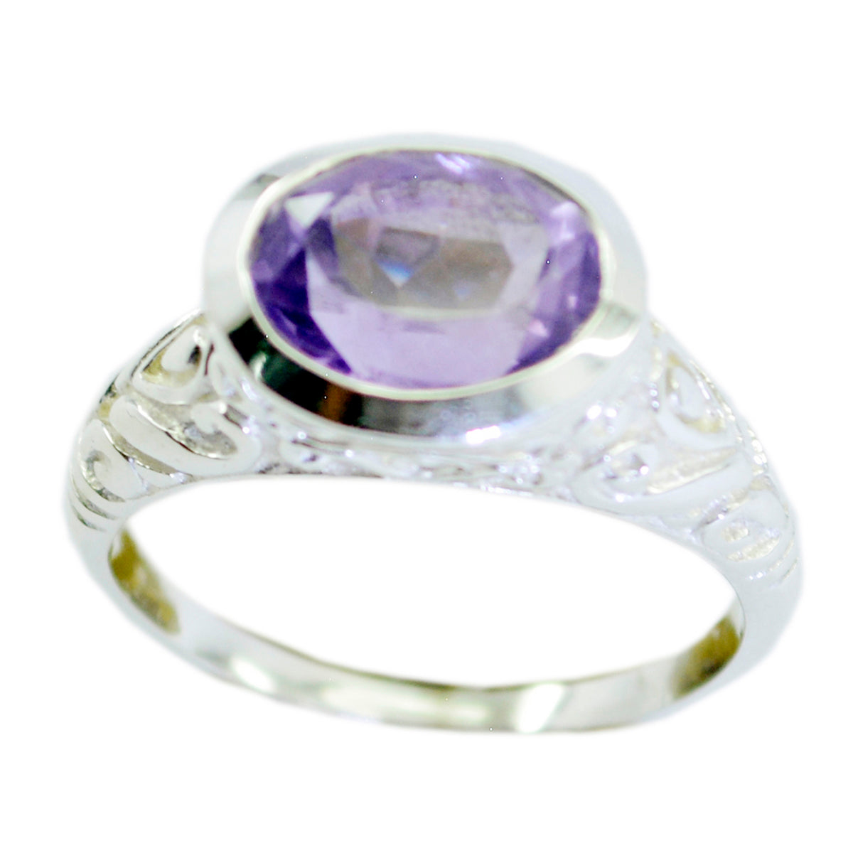 Rebeca Art Deco Purple Solitaire Ring Amethyst Purple