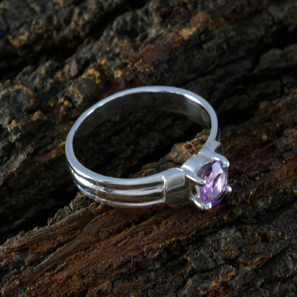 Zoe Abstract Purple Solitaire Ring
