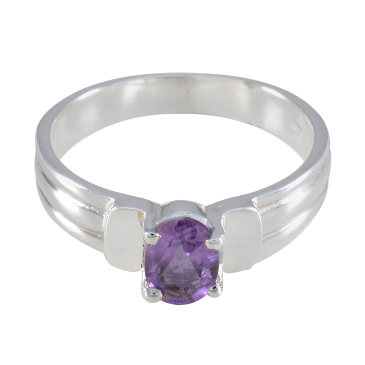 Zoe Abstract Purple Solitaire Ring Amethyst Purple