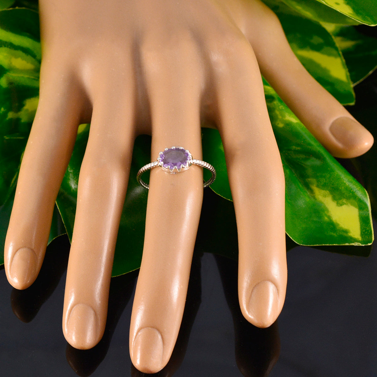 Aiko Twist Purple Solitaire Ring