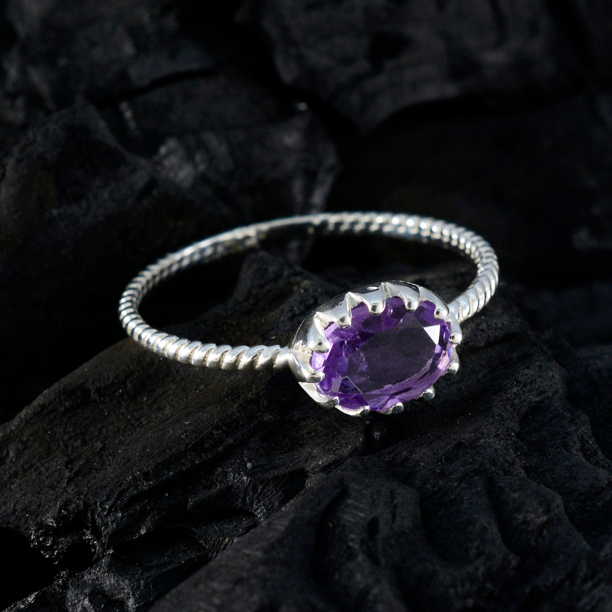 Aiko Twist Purple Solitaire Ring