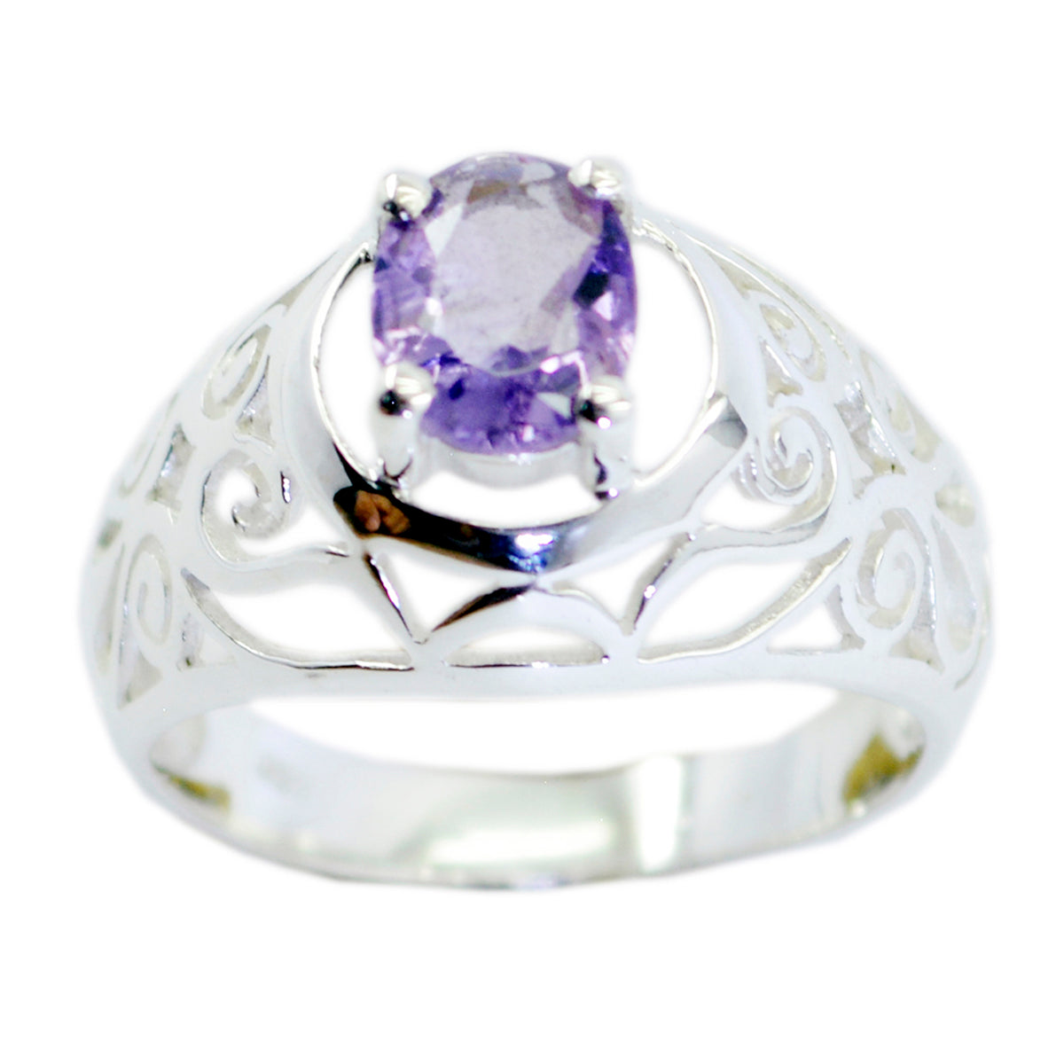 Mila Filigree Purple Solitaire Ring Amethyst Purple