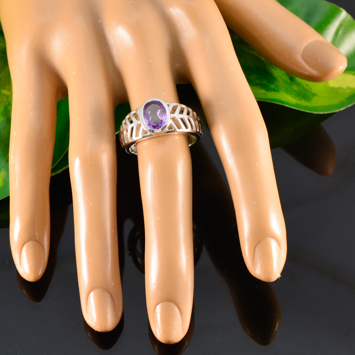 Sarah Art Deco Purple Solitaire Ring
