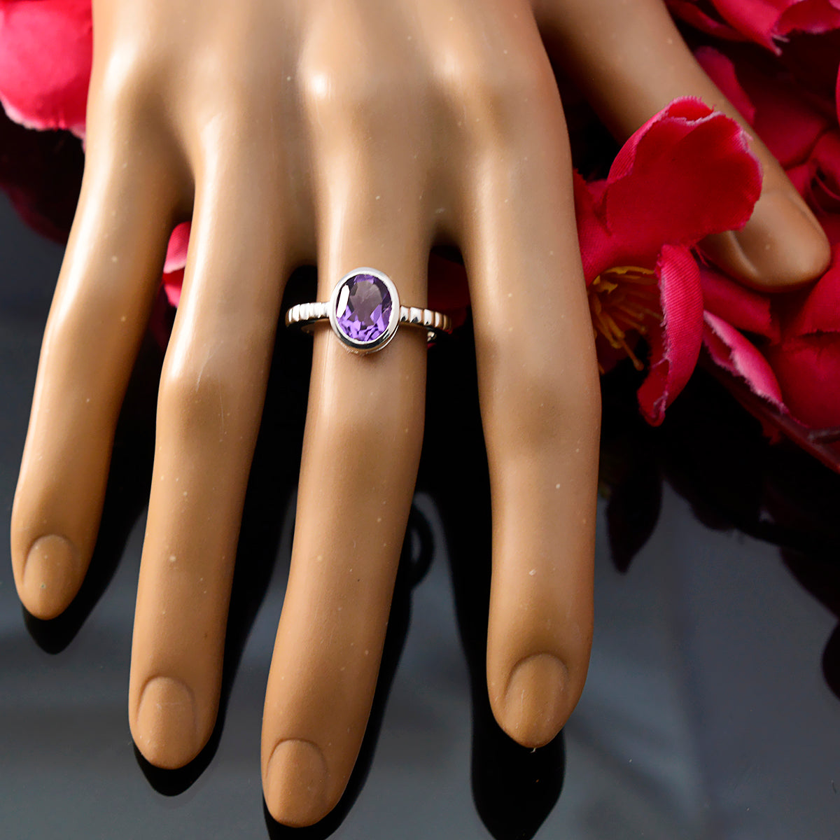 Valentina Boho Purple Solitaire Ring