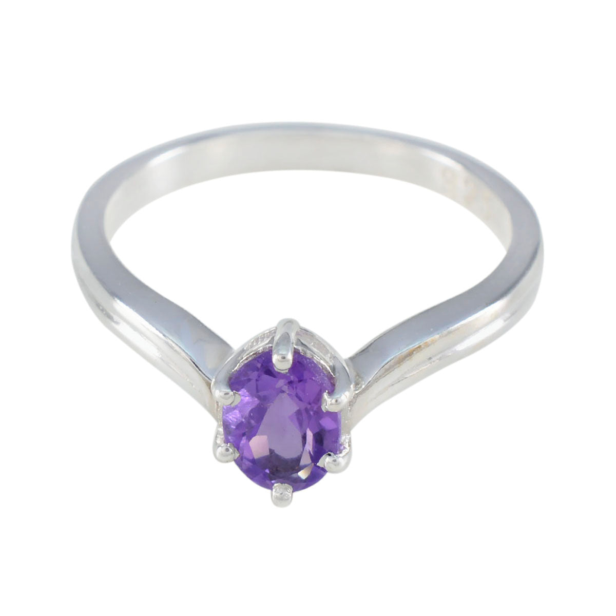 Bella Trendy Purple Solitaire Ring Amethyst Purple