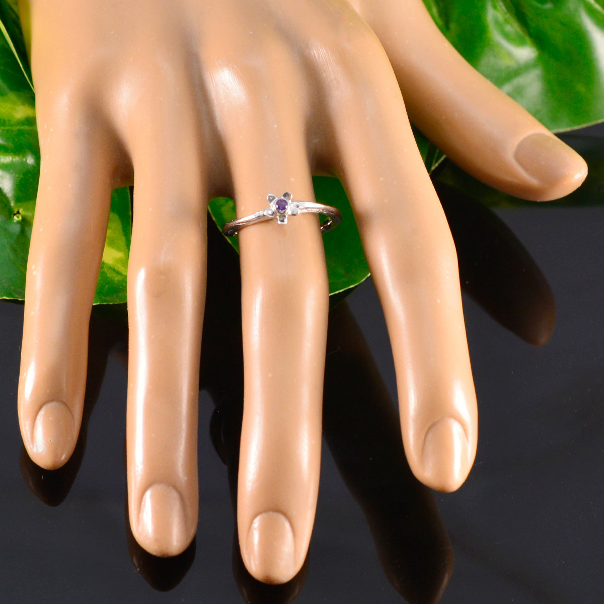 Aurora Abstract Purple Solitaire Ring