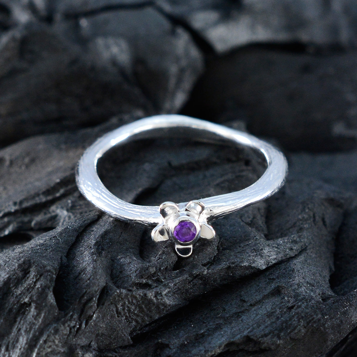 Aurora Abstract Purple Solitaire Ring