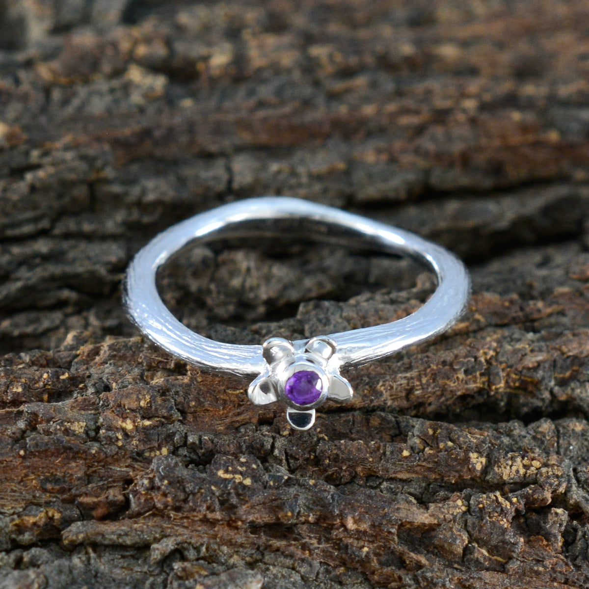 Aurora Abstract Purple Solitaire Ring