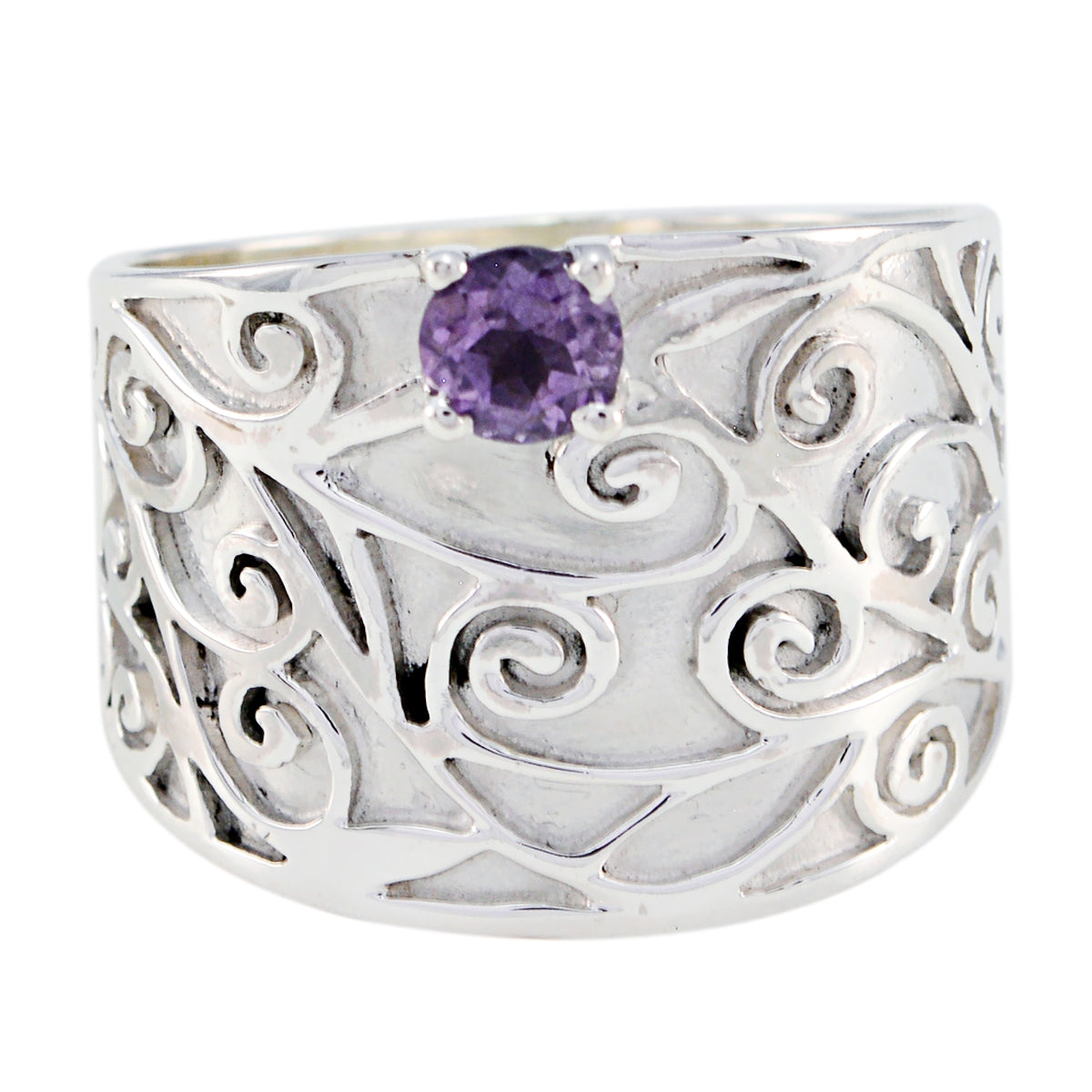 Bianca Art Deco Purple Solitaire Ring Amethyst Purple