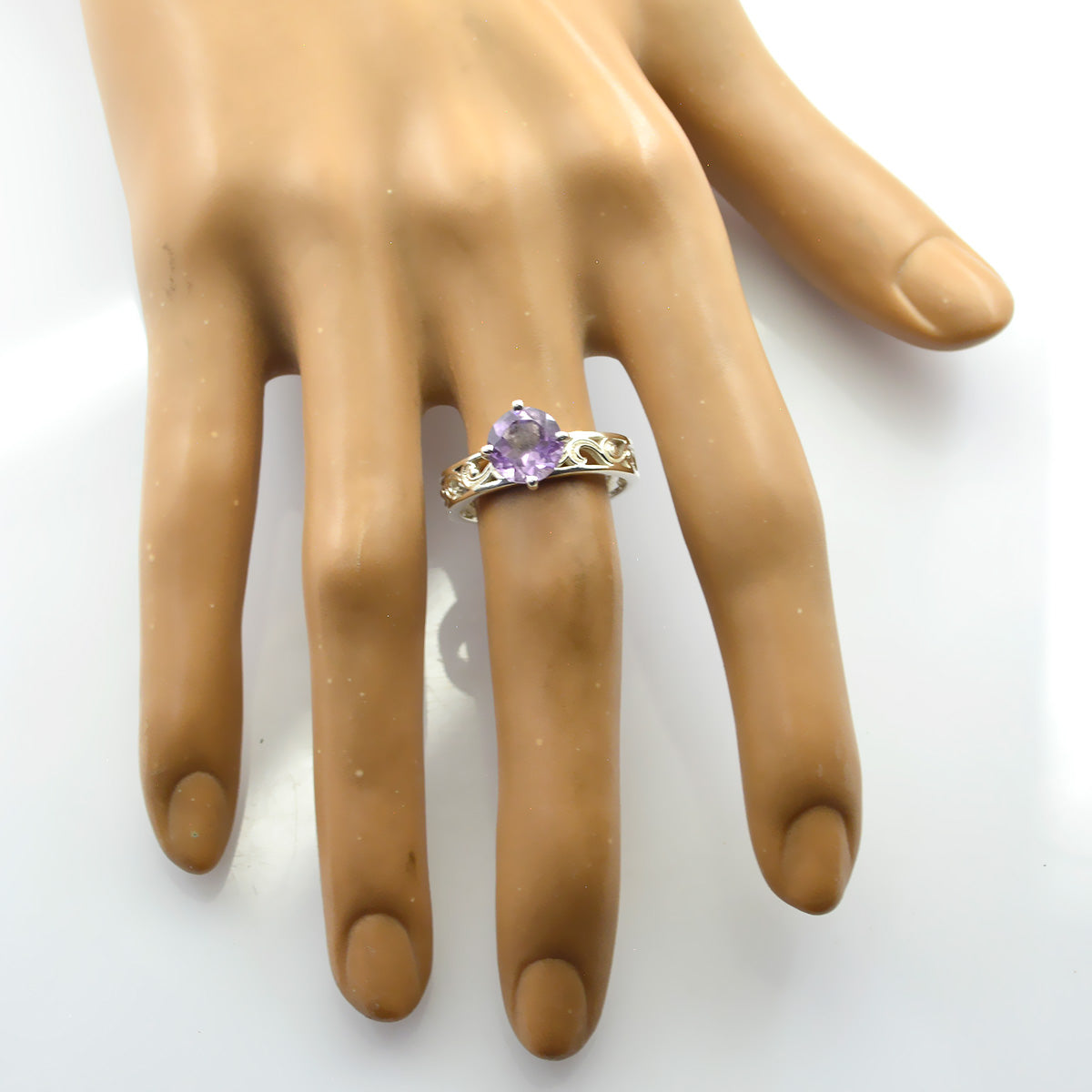 Natalia Filigree Purple Solitaire Ring