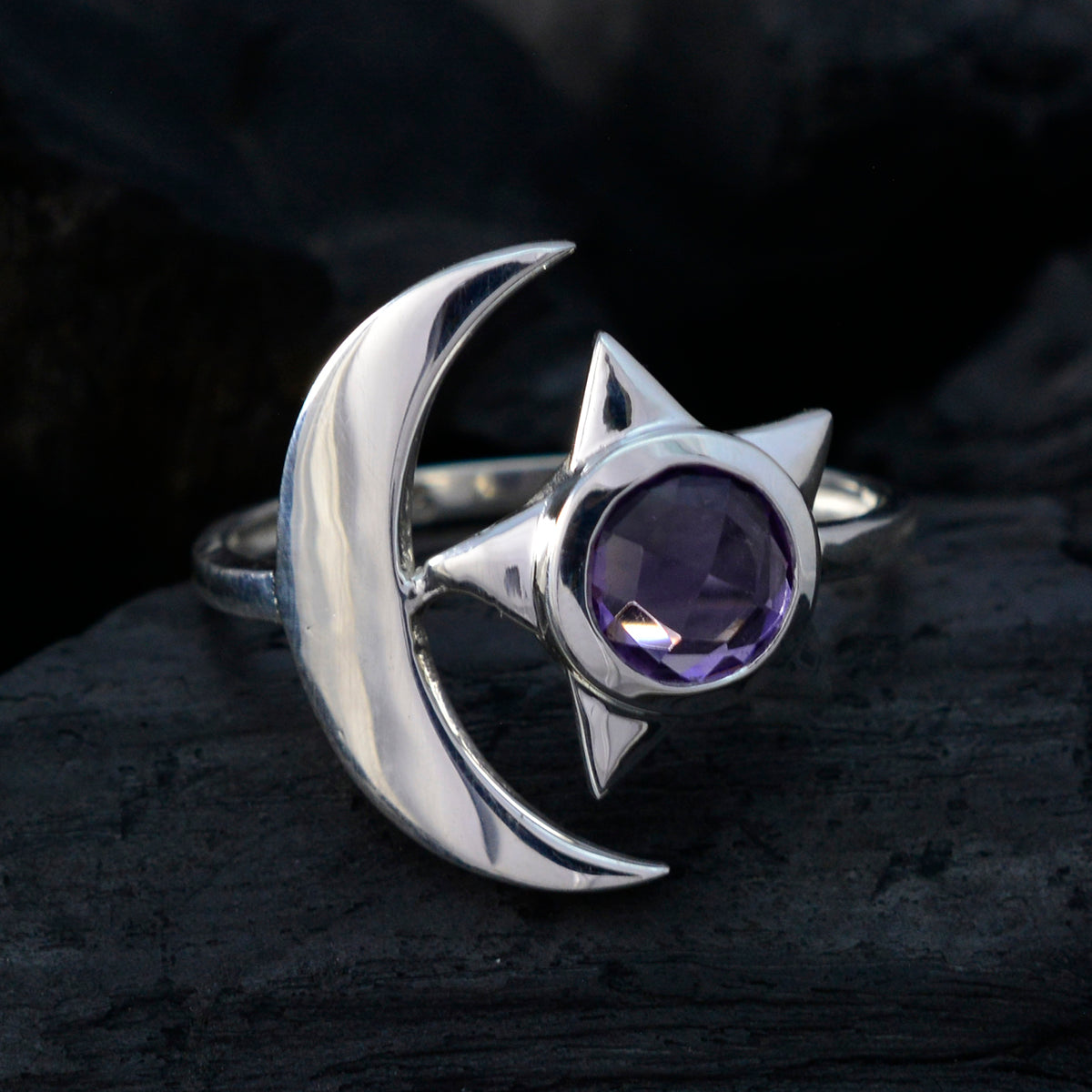 Ella Moon & Star Purple Solitaire Ring