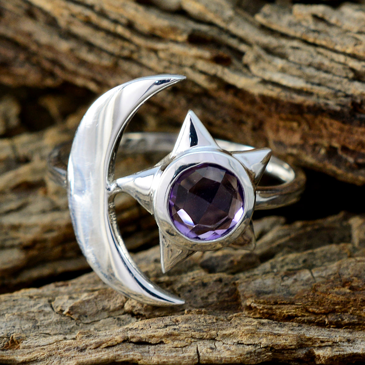 Ella Moon & Star Purple Solitaire Ring