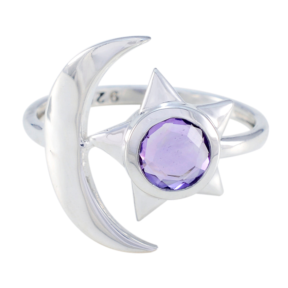 Ella Moon & Star Purple Solitaire Ring Amethyst Purple