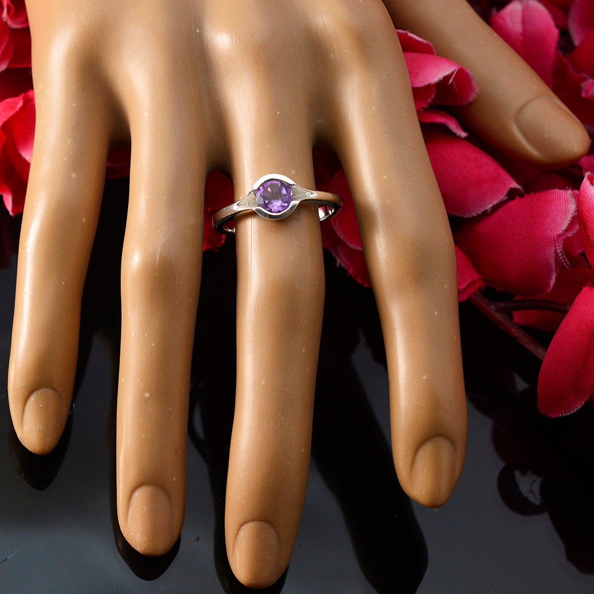 Sofia Contemporary Purple Solitaire Ring
