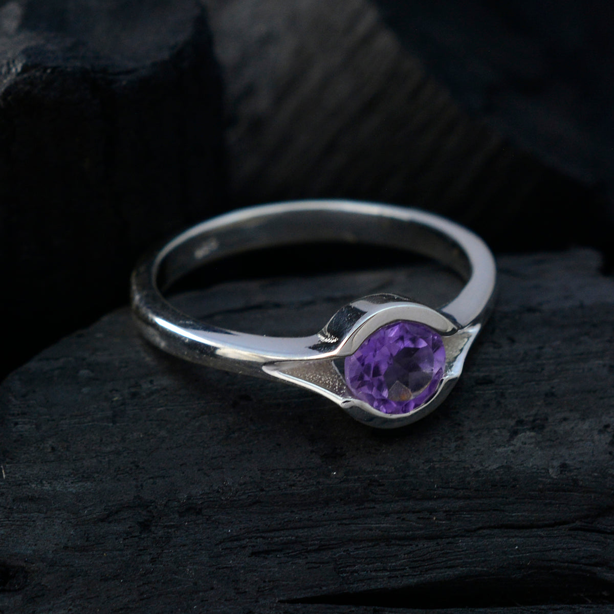 Sofia Contemporary Purple Solitaire Ring