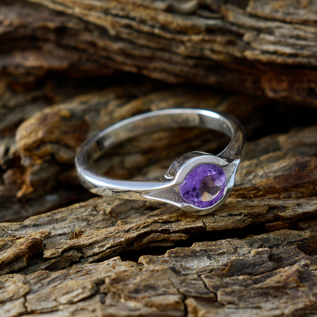 Sofia Contemporary Purple Solitaire Ring