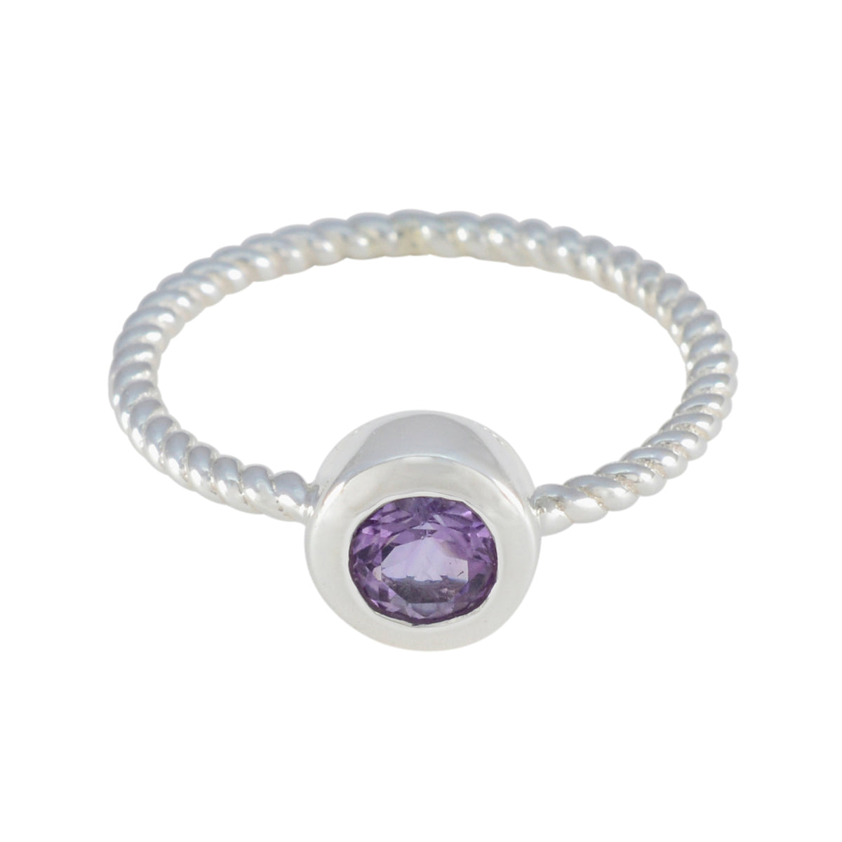 Ha-eun Modern Purple Solitaire Ring Amethyst Purple