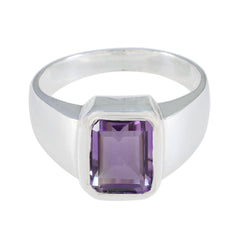 Natcha Signet Purple Solitaire Ring Amethyst Purple