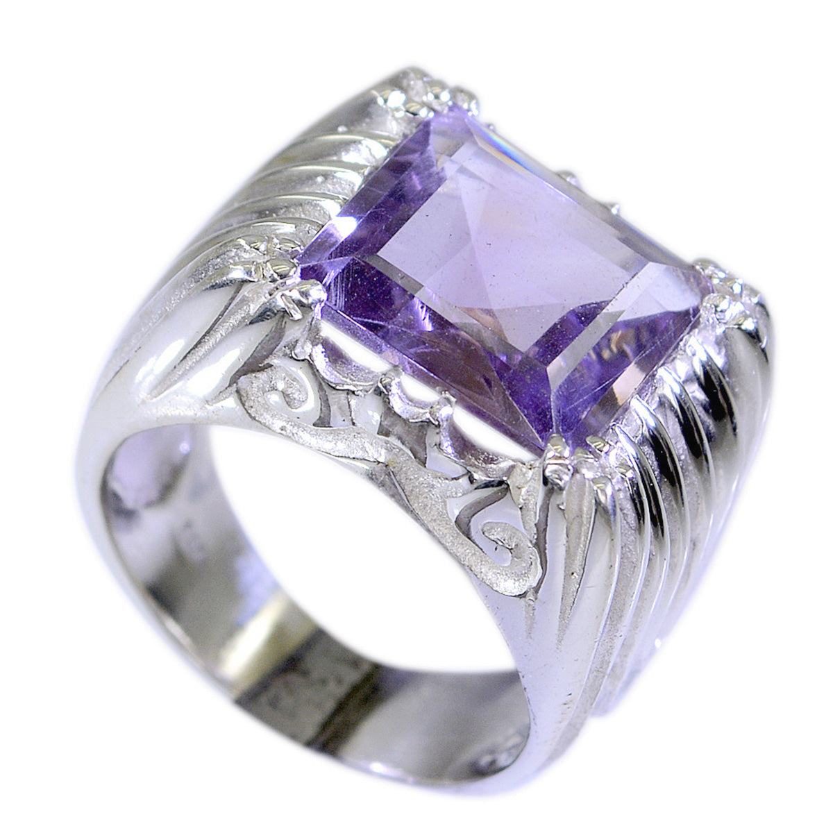 Zoe Artisan Purple Solitaire Ring Amethyst Purple