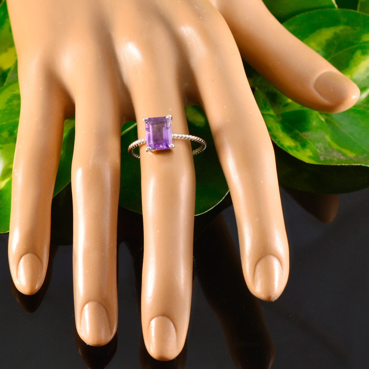 Meera Twist Purple Solitaire Ring