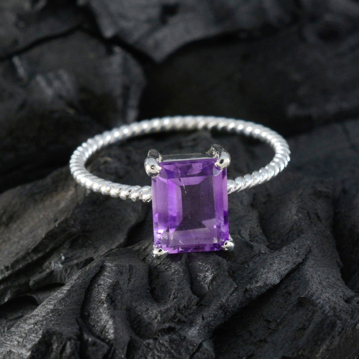 Meera Twist Purple Solitaire Ring
