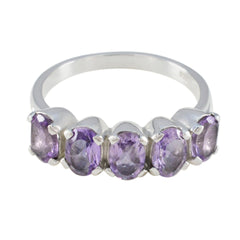 Aisha Artisan Purple Penta Ring Amethyst Purple