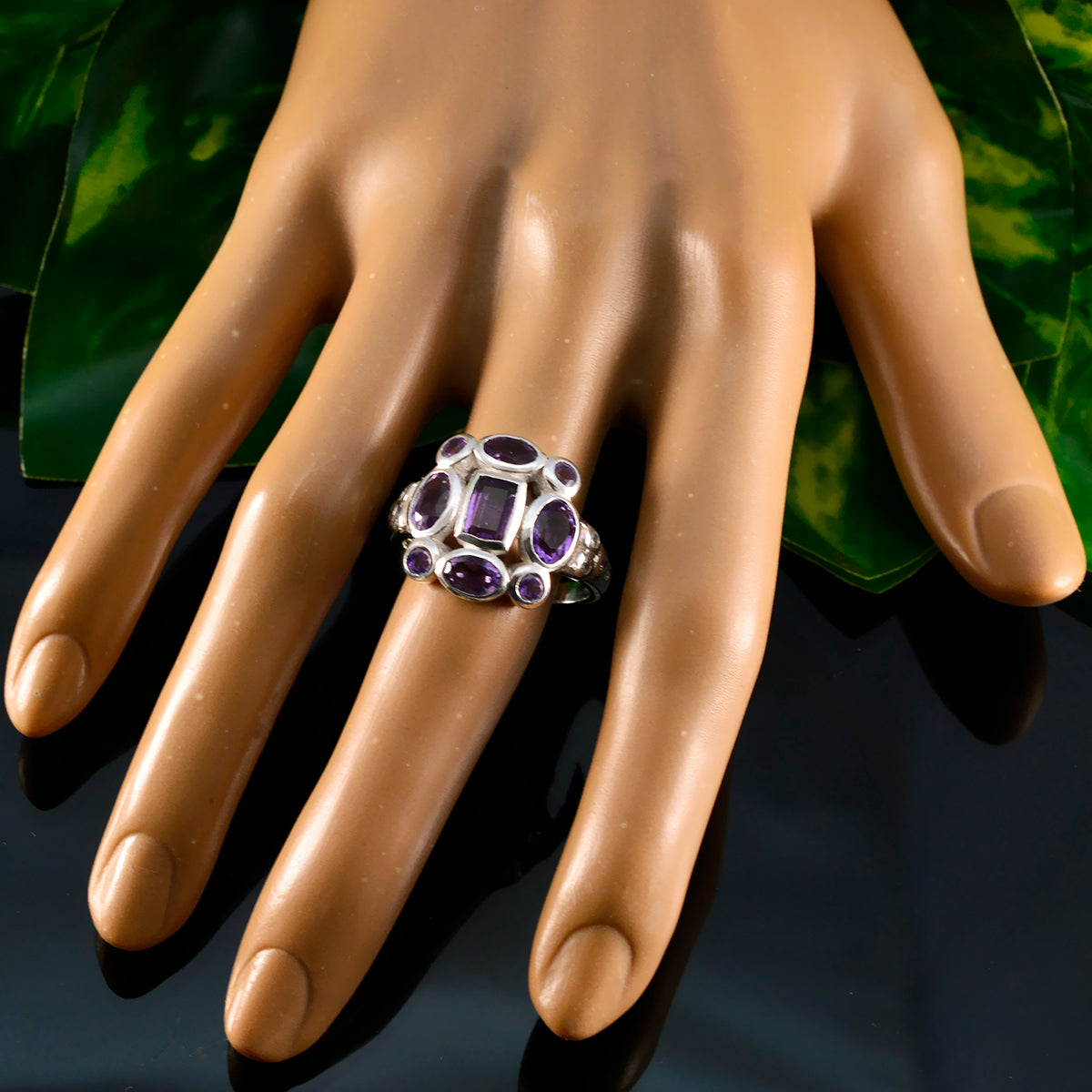 Emily Signet Purple Navratna Ring