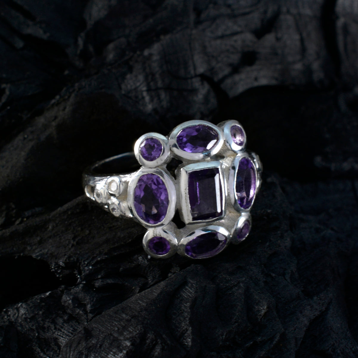 Emily Signet Purple Navratna Ring